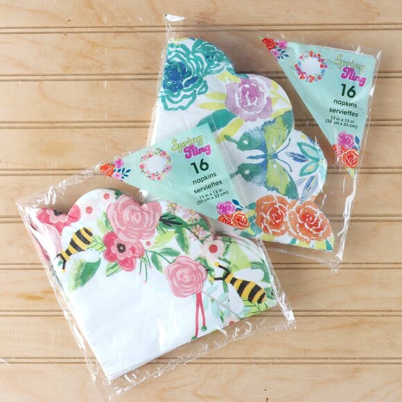 32 Decorative Springtime Napkin Bundle - Two Designs - Scalloped Edges - Picture 2 of 6